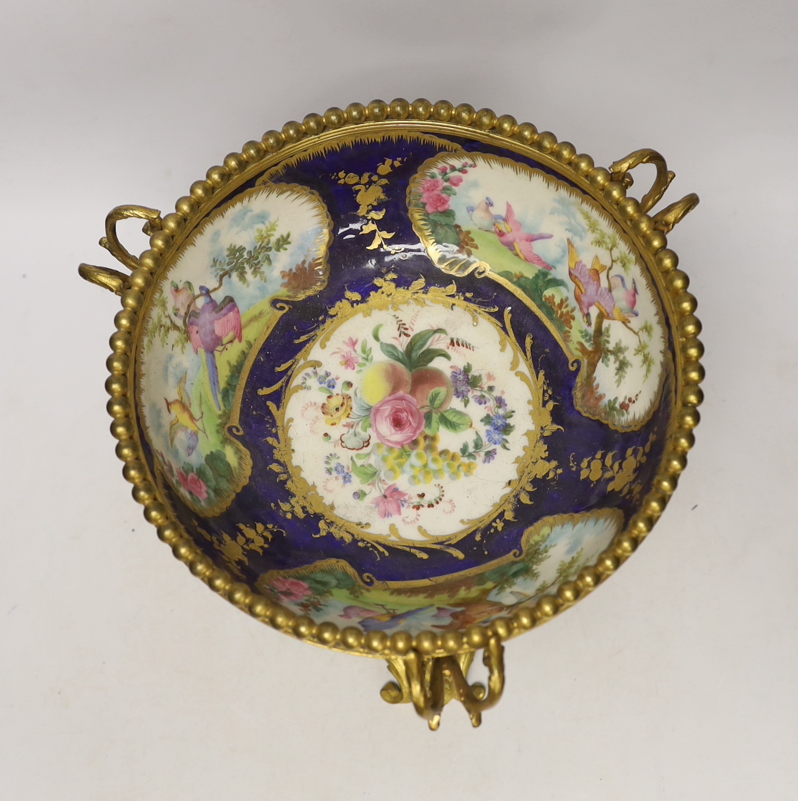 A 19th century ormolu mounted Sevres style porcelain bowl, 25cm